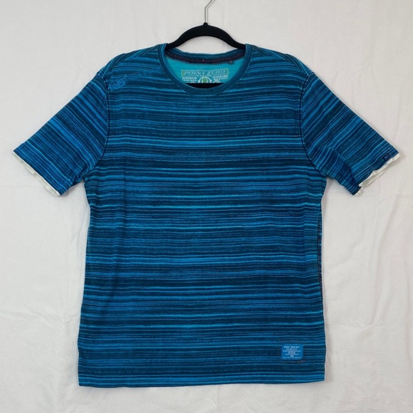 Point Zero Teal Striped Tee Men’s Medium - Picture 1 of 10